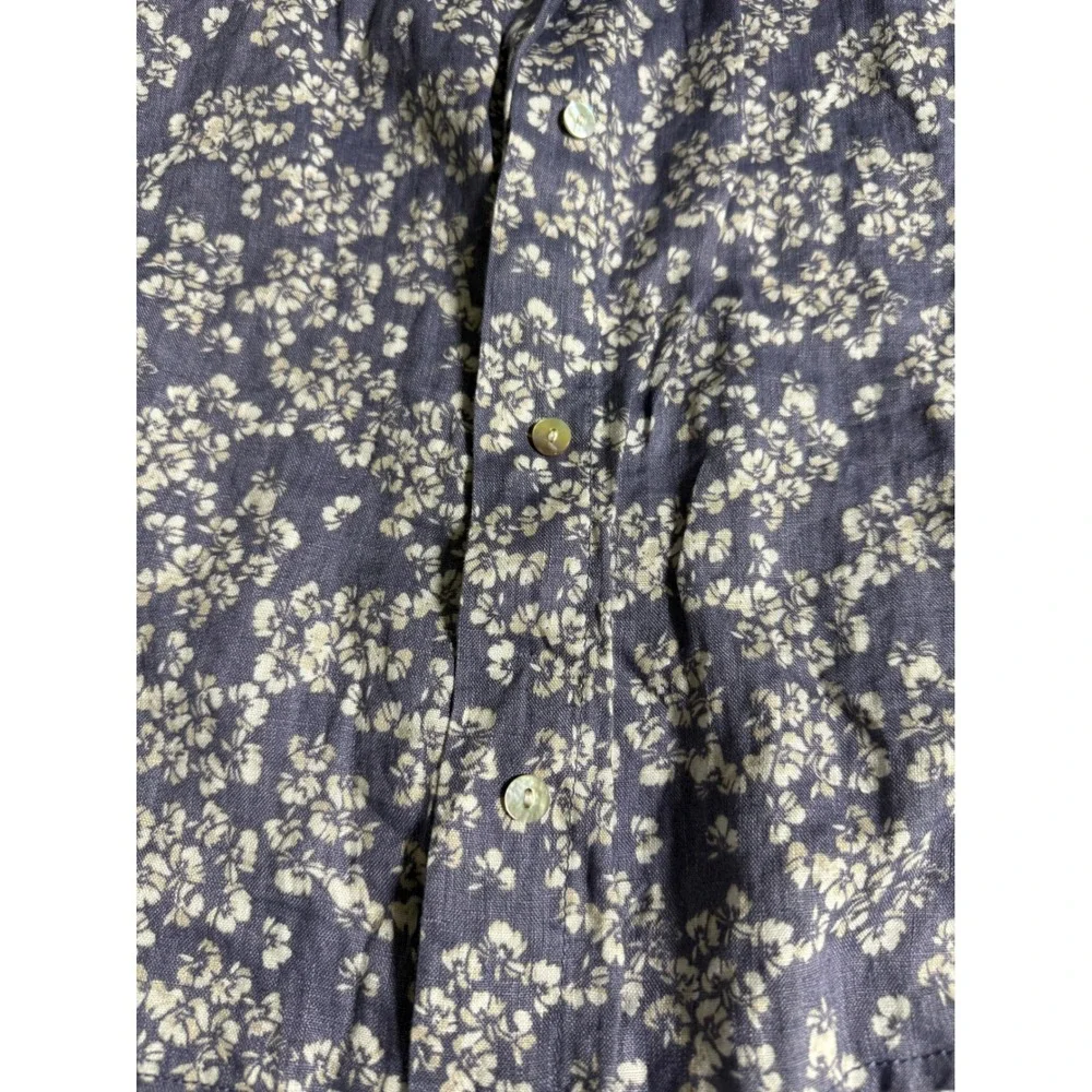 Rachel Zoe Women Floral 100% Linen Short Sleeve Button Up Shirt purple Size M - Picture 6 of 10